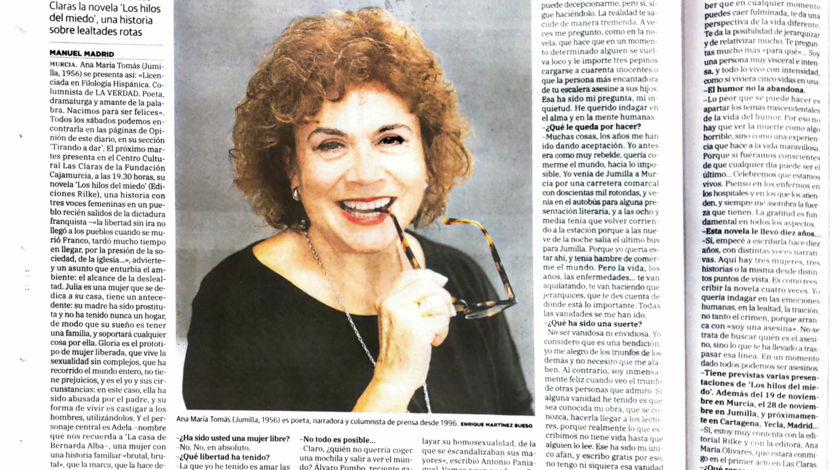 LA VERDAD DE MURCIA. ENTREVISTA A ANA MARÍA TOMÁS