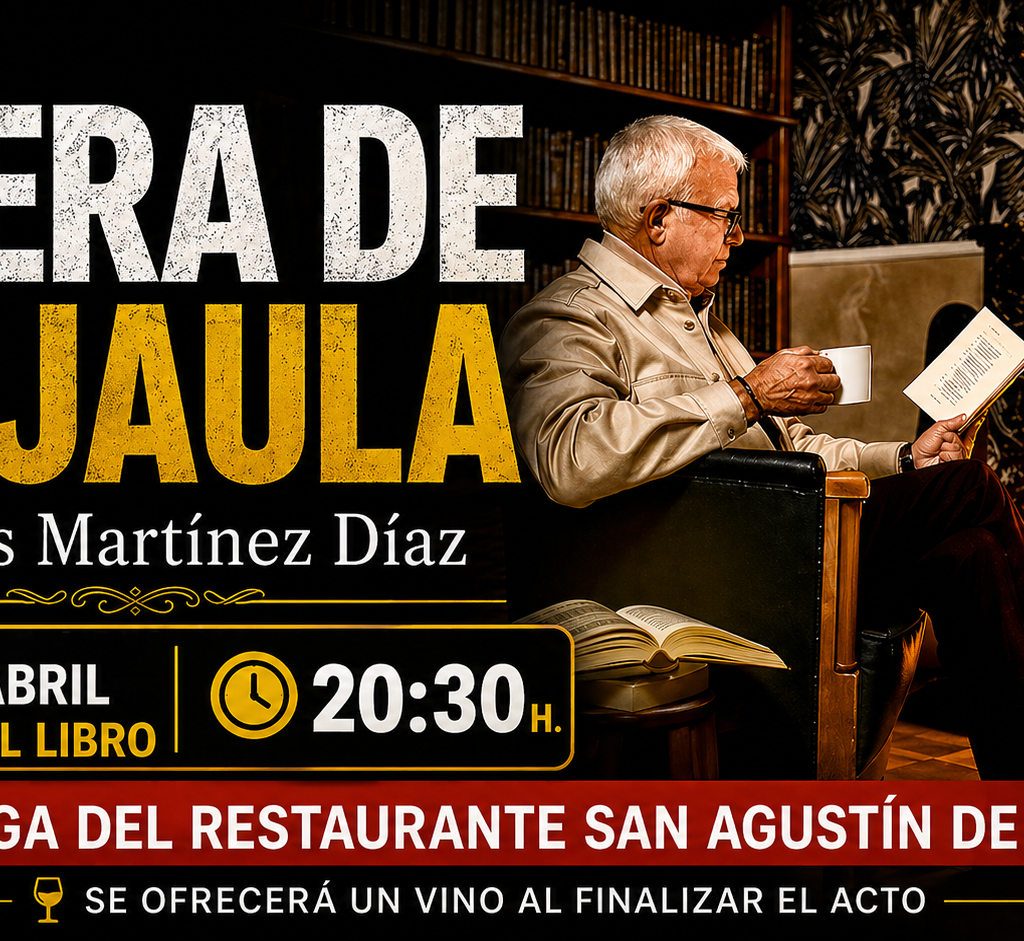 Vídeo de la presentación del poemario Fuera de la jaula de Andrés Martínez Díaz (Ediciones Rilke, 2026), celebrada el 23 de abril de 2026 en la Bodega del Restaurante San Agustín de Jumilla. Un libro sobre la libertad como actitud vital, el amor duradero, la denuncia cívica y la poesía nacida de la guitarra.