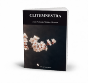Mockup de Clitemnestra, de Juan Antonio Muñoz Herrera (vista frontal con las páginas entreabiertas)