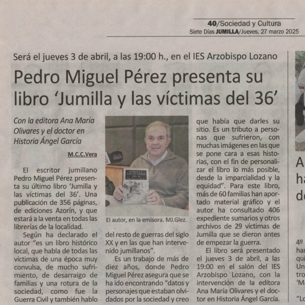 Siete días Jumilla. Jueves 27 marzo 2025